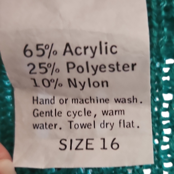 Vintage R&K Knits Teal Open Knit Sweater Top Size 16 Boho - Picture 3 of 6